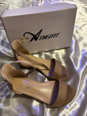 Athlefit Girls' Tan Dress Sandals with Ankle Strap- Used for Pageants 👑